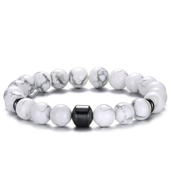 8mm Magnet Charm Beads Stretch Natural Howlite Yoga Bracelet for women