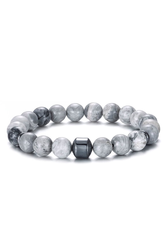8mm Magnet Charm Beads Stretch Natural Map Stone Yoga Bracelet for Women