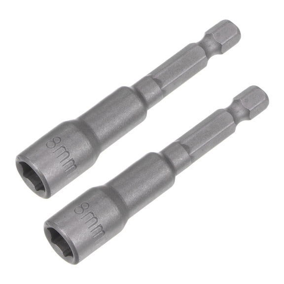 8mm Magnetic Hex Socket 1/4" Hex Shank 65mm/2.56" Magnetic Power Nut Driver, 2 Pcs