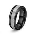 thumbnail image 1 of 8mm Men Classic Fashion Tungsten Carbide Rings Black 14K White Gold Inlay Meteorite Ring Couple Accessories Jewelry, 1 of 7