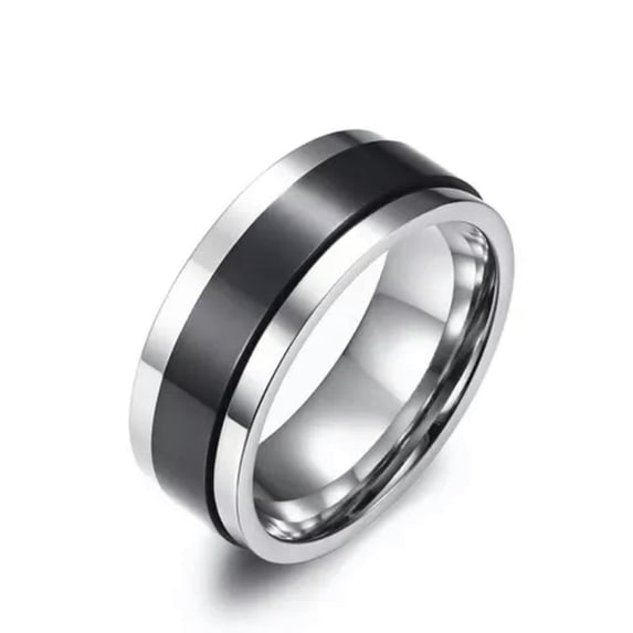 8mm Men Spinner Band 316L Stainless Steel Rinbow/Blue/Black Silver Polished Ring