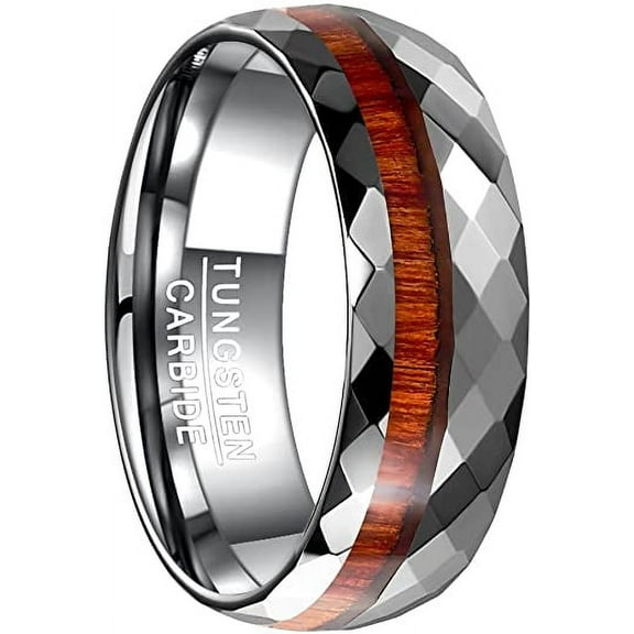 8mm Men/Women Wedding Band Multi-Faceted High Polished Domed Tungsten Carbide Ring Comfort Fit Size 7-12