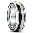 thumbnail image 1 of 8mm Men's Arrow Tungsten Wedding Band with Imitated Meteorite and Black Agate Size 7-12, 1 of 5