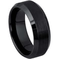 thumbnail image 1 of Jewelry Avalanche 8mm Black Cobalt Wedding Band Ring Brushed Finish Beveled Edge Comfort Fit Men’s Anniversary Ring size 13, 1 of 4