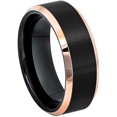thumbnail image 1 of Jewelry Avalanche 8mm Black and Rose Gold Cobalt Wedding Band Ring Brushed Finish Beveled Edge Comfort Fit Men’s Anniversary Ring size15, 1 of 4