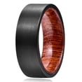 thumbnail image 1 of 8mm Men's Black Ring Tungsten Carbide Wedding Band Brushed Finish Wood Inner Comfort Fit Size 7-12, 1 of 5