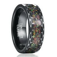 thumbnail image 1 of 8mm Men's Black Tungsten Carbide Ring with Crushed Created-Opal Inlaid Wedding Bands, 1 of 3