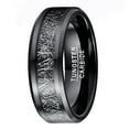 thumbnail image 1 of 8mm Men's Black Tungsten Carbide Wedding Band Rings with Imitated Meteorite Inlay Beveled Edge Comfort Fit Size 7-12, 1 of 5