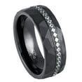 thumbnail image 1 of 8mm Men’s Black Tungsten Eternity Wedding Band, Hammered Finish Anniversary Ring - TN1157WAs12, 1 of 5