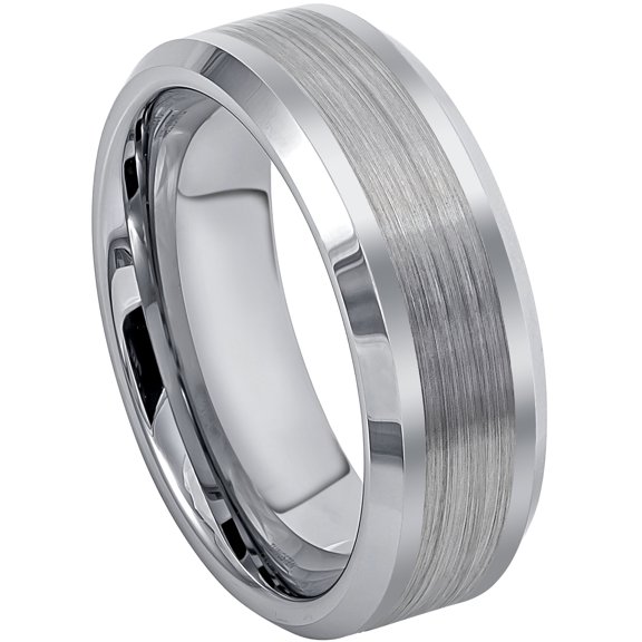 8mm Men's Cobalt Wedding Band, Brushed Finish Beveled Edge Comfort Fit Anniversary Ring - CT002WAs10