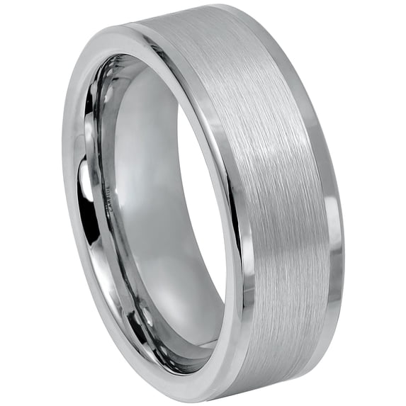 Jewelry Avalanche 8mm Cobalt Chrome Wedding Band Ring Brushed Center Pipe Cut Comfort Fit Men’s Anniversary Ring size 12.5