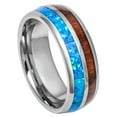 thumbnail image 1 of 8mm Men's Dome Tungsten Wedding Band, Koa Wood & Opal Inlay Anniversary Ring - TN885WAs8, 1 of 4