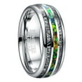 thumbnail image 1 of 8mm Men's Green Created-Opal Tungsten Rings Imitated Meteorite Inlay Wedding Band Size 7-12, 1 of 5