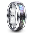 thumbnail image 1 of 8mm Men's Tungsten Carbide Ring Abalone Shell Inlay Wedding Band Beveled Edge Size 7-12, 1 of 5