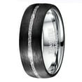 thumbnail image 1 of 8mm Men's Tungsten Carbide Wedding Rings with Carbon Fiber and Imitated Meteorite Inlay Comfort Fit Size 7-12, 1 of 5
