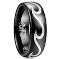 thumbnail image 1 of 8mm Men's Wedding Bands Black Tungsten Ring with Wave Pattern Polished Finish Size 7-12, 1 of 5
