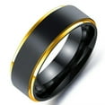 thumbnail image 1 of 8mm Mens Black Brushed Gold Bands Stainless Steel Male Engagement Ring Size 7-12, 1 of 3