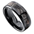 thumbnail image 1 of 8mm Mens Black/Silver Camo Tungsten Carbide Ring Camouflage Comfort Fit Wedding Band, 1 of 10