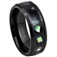 thumbnail image 1 of Jewelry Avalanche Men's Black Tungsten Carbide Wedding Band – Abalone Shell Inlay, Beveled Edge, 8mm Comfort Fit Ring size 12.5, 1 of 4