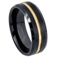 8mm Gold Edging 8mm Mens Black Tungsten Wedding Band, Gold Groove Accent, 2-tone ...