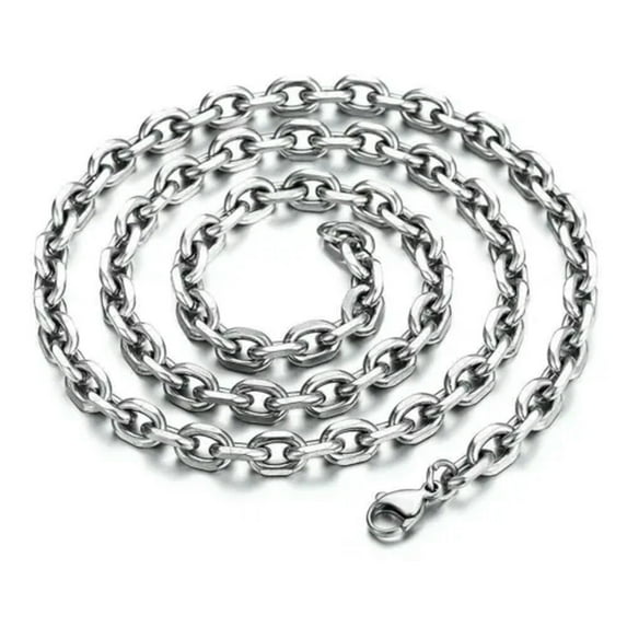8mm Mens Cable Rolo Link Silver Tone Stainless Steel Necklace Chain 18"-30"