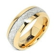 thumbnail image 1 of 8mm Mens Tungsten Carbide Ring Meteorite Inlay 14k Gold Plated Jewelry Wedding Band Size 5-16(12.5), 1 of 6