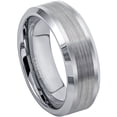 thumbnail image 1 of 8mm Mens Tungsten Wedding Band, Brushed Center, Polished Beveled Edge Engagement Ring - TN002s6.5, 1 of 5