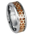 thumbnail image 1 of 8mm Mens Tungsten Wedding Band, Honeycomb Rosewood Inlay Beveled Edge Engagement Ring - TN938WAs14, 1 of 4