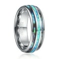 thumbnail image 1 of 8mm Mens Wedding Band with Abalone Shell and Created-Opal Inlay Dome Tungsten Rings Engagement Ring, 1 of 5