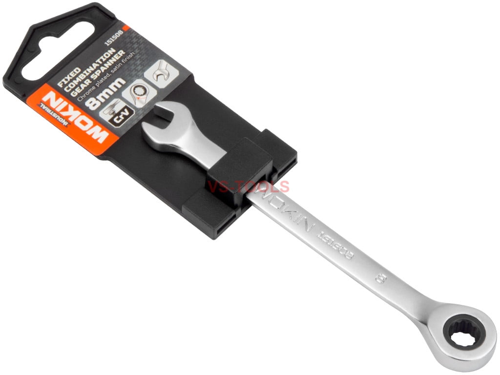 8mm Metric Chromed Ratchet Gear Spanner Fixed Head Combination Wrench