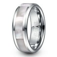 thumbnail image 1 of 8mm Natural Mother of Pearl Inlay Tungsten Wedding Ring for Women Beveled Edge Size 7-12, 1 of 6