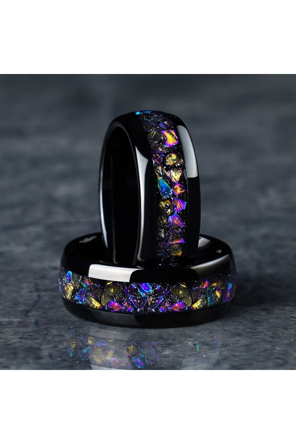 New 8mm Nebula Black Tungsten Carbide Rings for Men