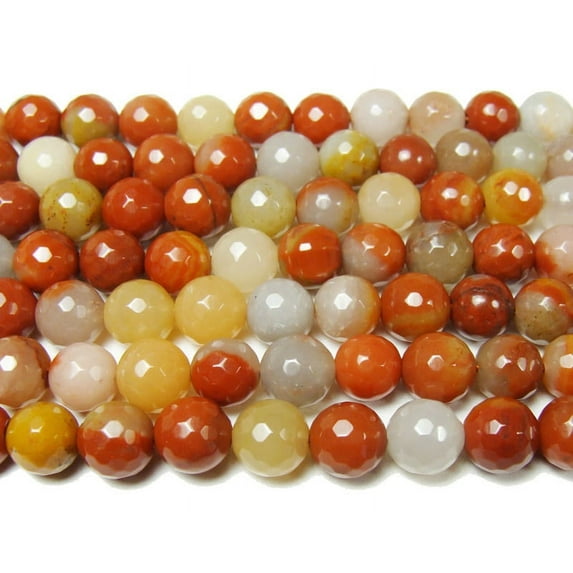 8mm Ochre Orange Jade Faceted Round Beads Genuine Gemstone Natural Jewelry Making