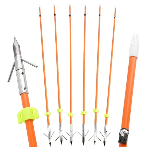8mm Orange Bowfishing Arrows with Fish Hunting Tips, Upgraded Screw Design for Bowfishing