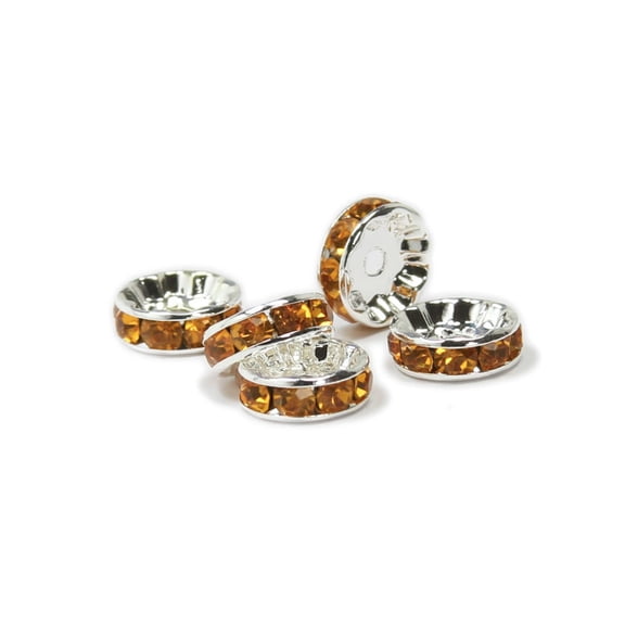 8mm Pack Of 50 Amber Brown Cubic Zirconia "Cz" Spacer Beads ForJewelry Making