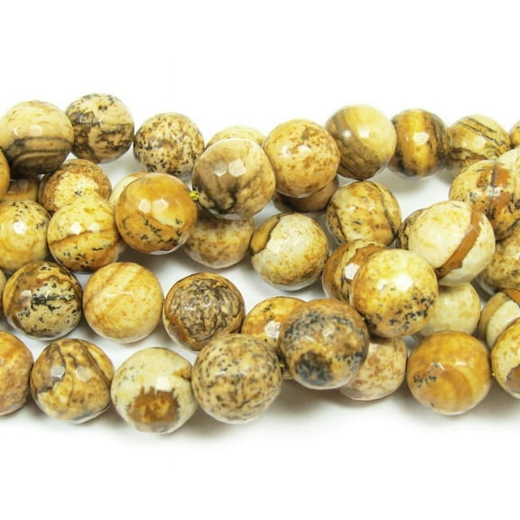 8mm Picture Jasper Faceted Round Beads Genuine Gemstone Natural Jewelry Making