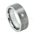 thumbnail image 1 of 8mm Pipe Cut Tungsten Wedding Band - 0.07ct Solitaire Aquamarine Ring - Personalized Tungsten Wedding Ring - Custom Made March Birthstone Ring TN669BS, 1 of 1