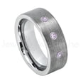 thumbnail image 1 of 8mm Pipe Cut Tungsten Wedding Band - 0.21ctw Amethyst 3-stone Band - Personalized Tungsten Wedding Ring - Custom Made February Birthstone Ring TN669BS, 1 of 1