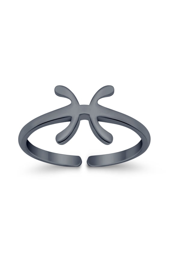 8mm - Pisces Zodiac SignToe Band Ring 925 Sterling Silver Thin Adjustable Stylish Rings for Women