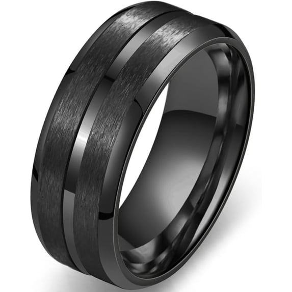 8mm Purple Color Stainless Steel Matte Brushed Classic Plain Wedding Band Ring