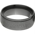 thumbnail image 1 of 8mm Raised Center Black Zirconium Ring with a Tree Bark Finish, 1 of 3