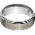 thumbnail image 1 of 8mm Raised Center Titanium Ring with a 1mm Copper Inlay with a Stone Finish, 1 of 3