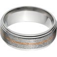 thumbnail image 1 of 8mm Raised Center Titanium Ring with a 1mm Copper Inlay with a Stone Finish, 1 of 3