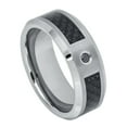 thumbnail image 1 of 8mm Ring Black Carbon Fiber Inlay Beveled Edge Wedding Band Ring For Men Or Ladies, 1 of 7
