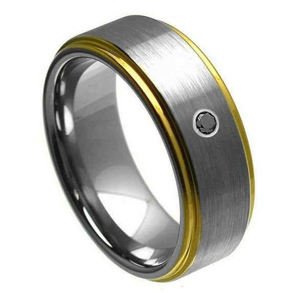 8mm Ring Brushed Finish Stepped Edge Wedding Band Ring For Men Or Ladies