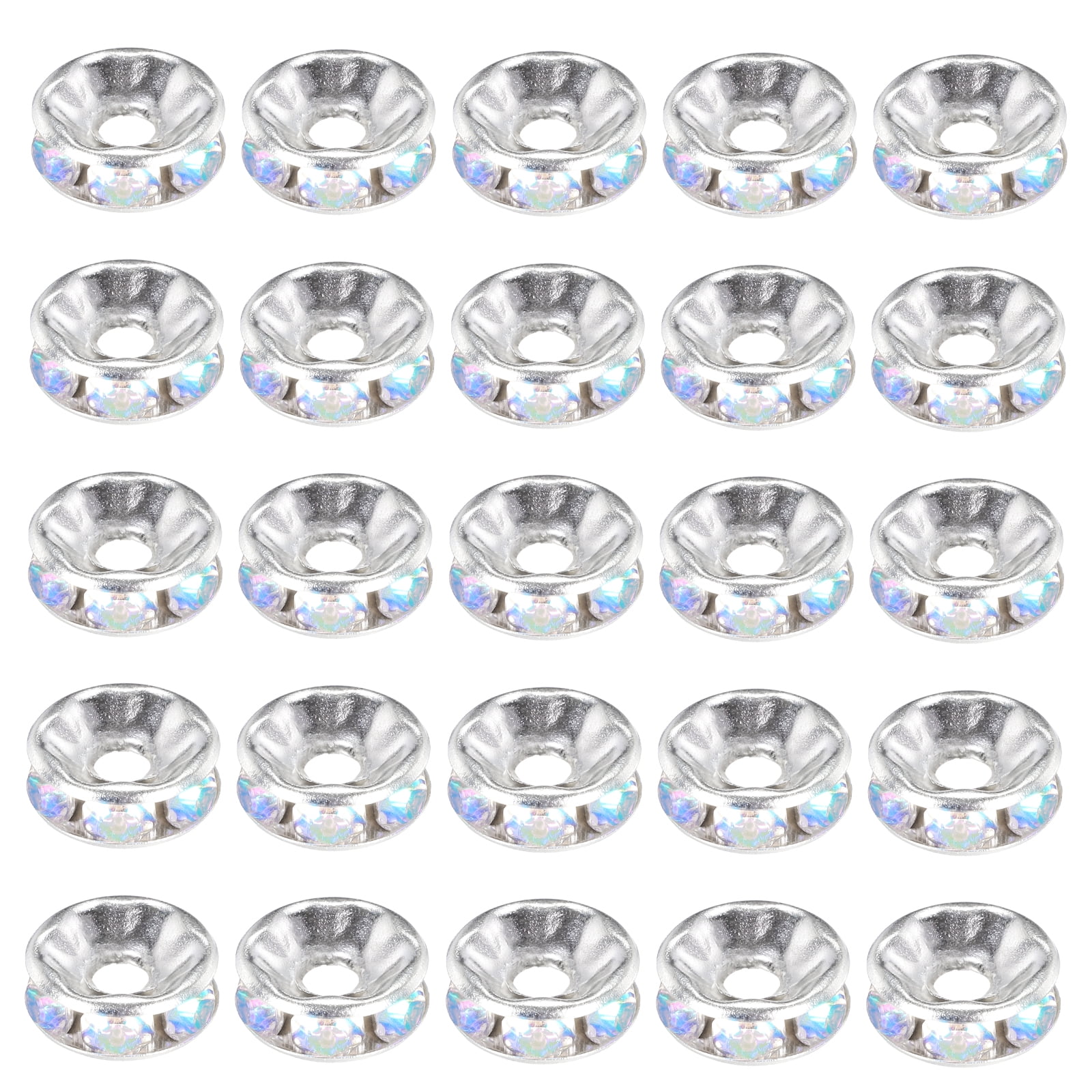 120 Pcs Rhinestone Spacer Beads - 12mm Multicolor Wave Design For Jewelry & Pen Making | Crystal Rondelle Beads