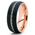 thumbnail image 1 of 8mm - Rose Gold Tungsten - Black Wedding Band - Braid Ring - Tungsten Ring (7.5), 1 of 3