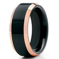 thumbnail image 1 of 8mm Rose Gold Tungsten Carbide Wedding Band Polished Black Finish Beveled Edges Unisex Ring 10 (10), 1 of 3