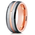 thumbnail image 1 of 8mm Rose Gold Tungsten Carbide Wedding Ring Silver Brushed Finish Beveled Edges Unisex Band 10, 1 of 3