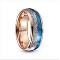 thumbnail image 1 of 8mm Rose Gold Tungsten Ring Men's Wedding Bands with Blue Shell and Silver Imitated Meteorite Inlay Dome Style, 1 of 4